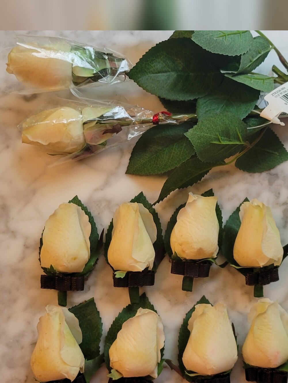Ivory Rose Bud Boutonnieres - Set of Faux Floral Picks